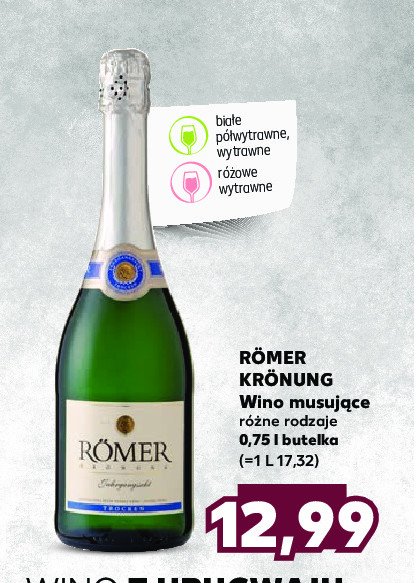 Wino białe półwtyrawne ROMER KRONUNG promocja