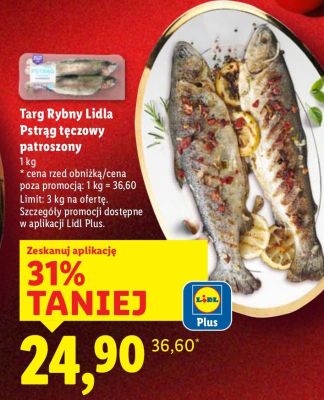 Targ Rybny Lidla Pstrąg tęczowy patroszony promocja w Lidl