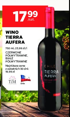 Wino wytrawne TIERRA AUFERA CHILE SAUVINGON BLANC promocja w Stokrotka