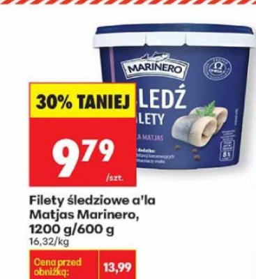 Filety śledziowe a'la Matjas Marinero, 1200 g/600 g promocja w Biedronka