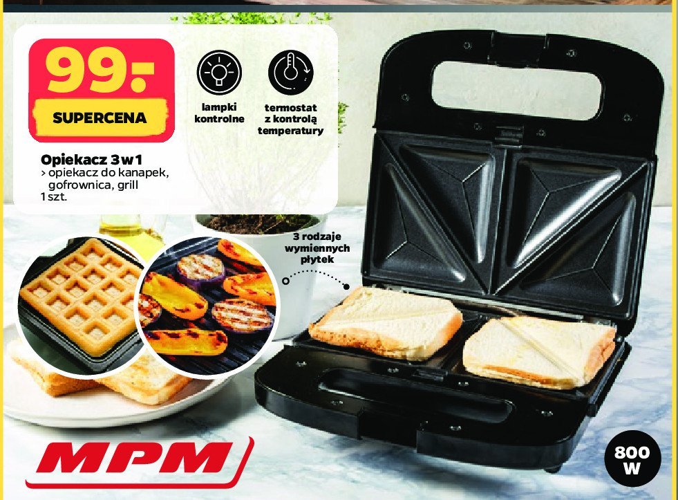 Opiekacz 3w1 800 w Mpm product promocja