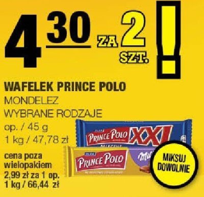 Wafelek Prince Polo Mondelez wybrane rodzaje promocja w SPAR