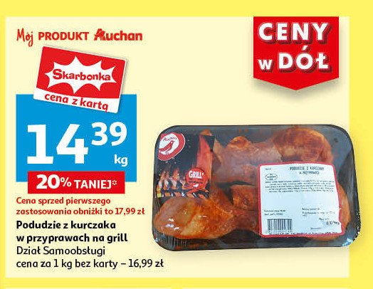 Podudzie kurczaka w przyprawach na grill Auchan różnorodne (logo czerwone) promocja