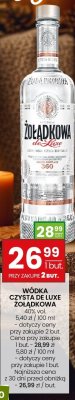 Wódka CZYSTA DE LUXE ŻOŁĄDKOWA promocja w Twój Market