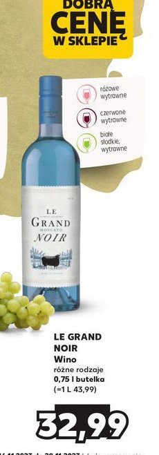 Wino Le grand noir cabernet-shiraz promocja