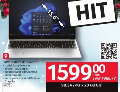 Laptop HP 255R 15.6 G10 491771 promocja w Selgros