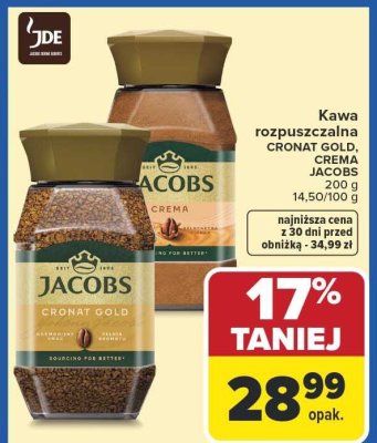 Kawa rozpuszczalna CRONAT GOLD, CREMA JACOBS 200 g promocja w Carrefour Market