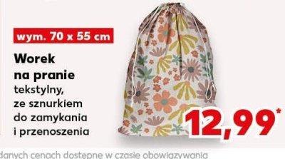 Worek na pranie tekstylny, ze sznurkiem do zamykania 70x55 cm promocja w Kaufland