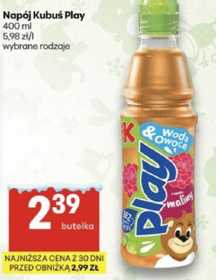 Napój Kubuś Play malina promocja w Delikatesy Centrum