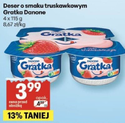 Deser o smaku truskawkowym Gratka Danone promocja w Delikatesy Centrum