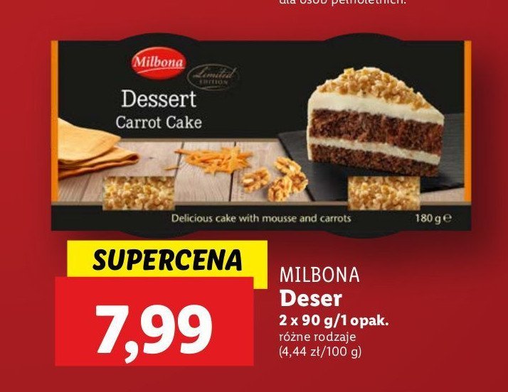 Ciasto marchewkowe Milbona promocja