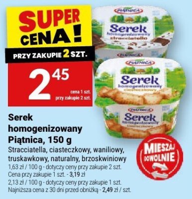 Serek homogenizowany Piątnica, 150 g promocja w Twój Market