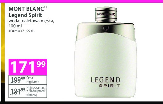 Woda toaletowa MONT BLANC LEGEND SPIRIT promocja