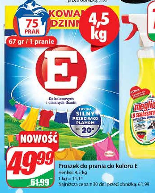 Proszek do prania kolorowych i cuemnych tkanin E promocja