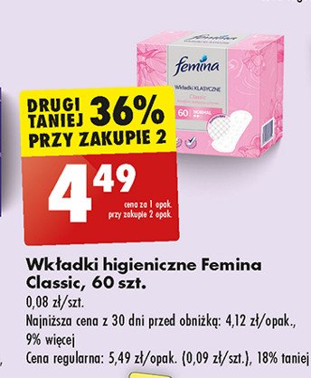 Wkładki higieniczne normal Femina classic promocja