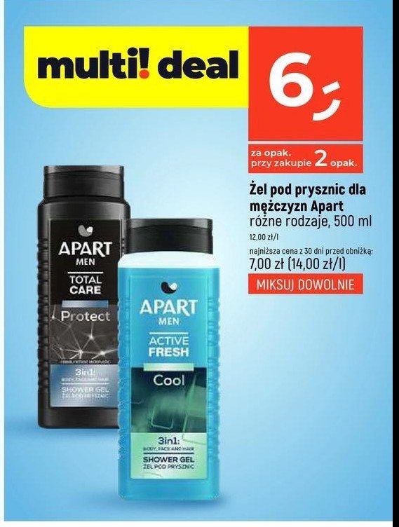 Żel pod prysznic cool Apart men active fresh promocja w Dealz