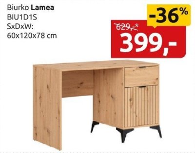 Biurko Lamea BIU1D1S SxDxW: 60x120x78 cm promocja w Black Red White