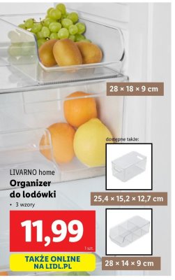 Organizer do lodówki 25.4 x 15.2 x 12.7 cm LIVARNO HOME promocja