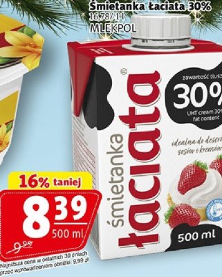 Śmietanka łaciate 30% Mlekpol promocja w Prim Market