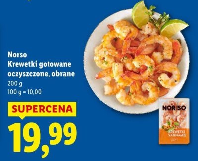 Krewetki gotowane oczyszczone, obrane Norso promocja w Lidl
