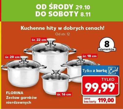 Zestaw garnków nierdzewnych 8 elementów promocja w Kaufland