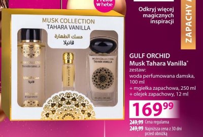 Zestaw perfum GULF ORCHID Musk Tahara Vanilla woda perfumowana damska 100 ml + mgiełka zapachowa 250 ml + olejek zapachowy 12 ml promocja w Hebe