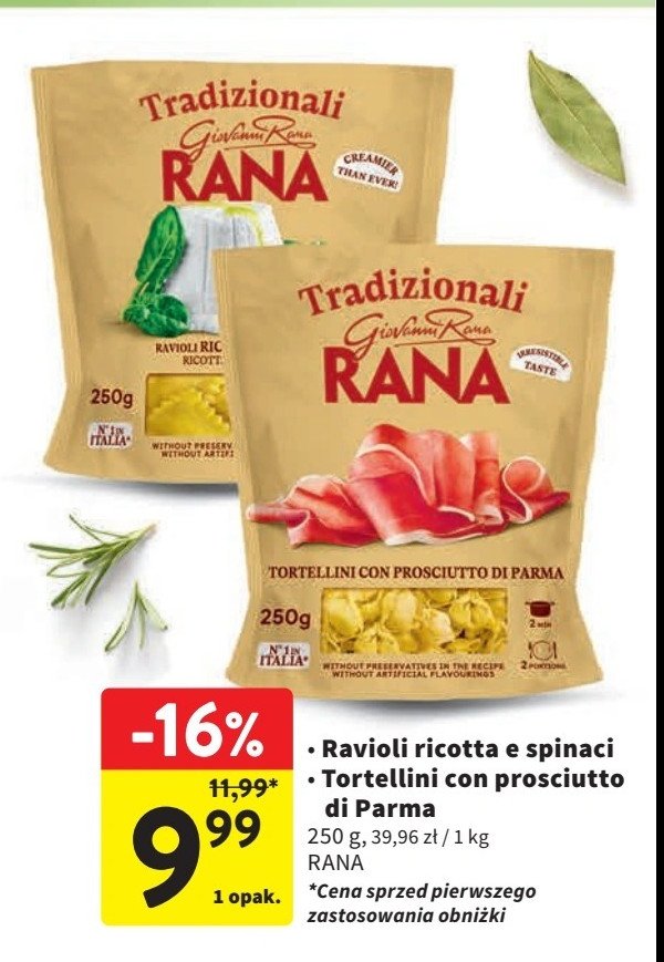 Tortellini z prosciutto i serem Giovanni rana promocja