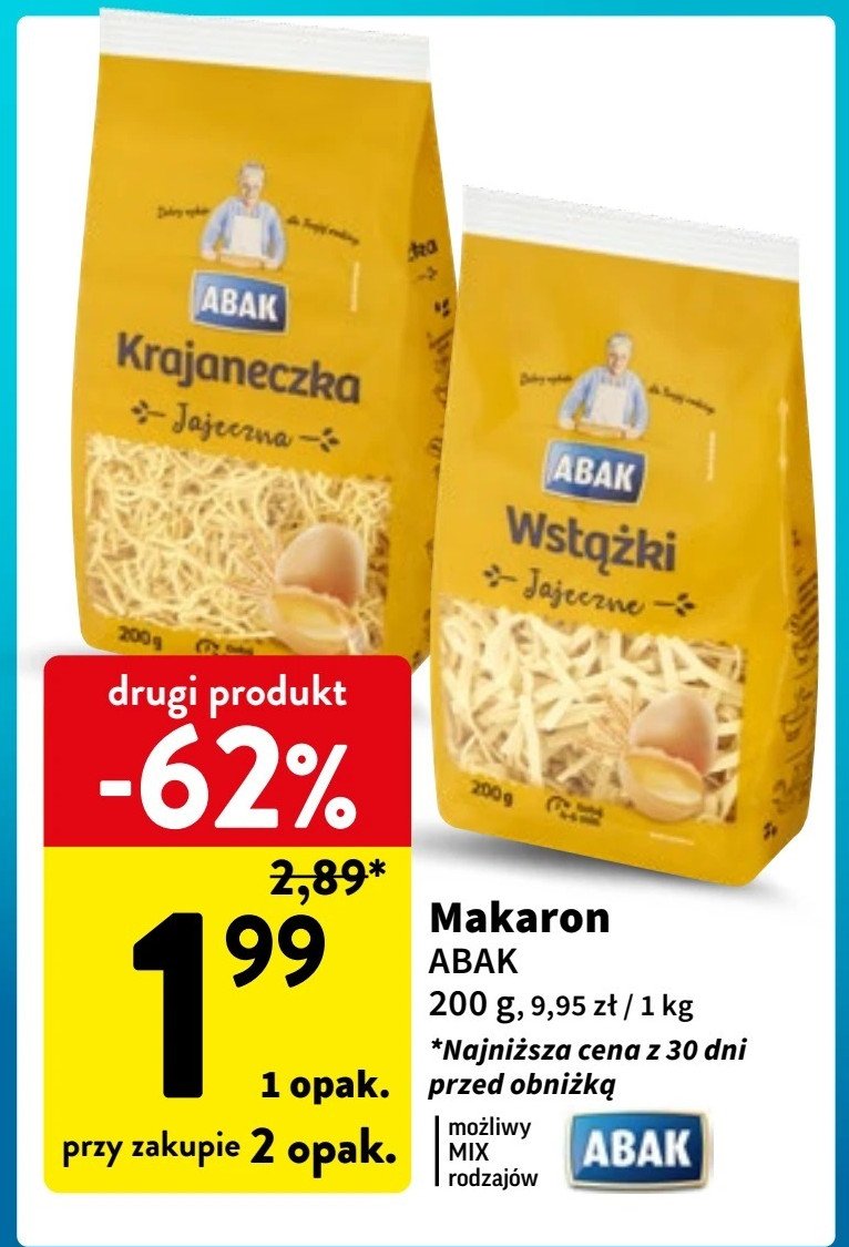 Makaron krajaneczka ABAK promocja w Intermarche