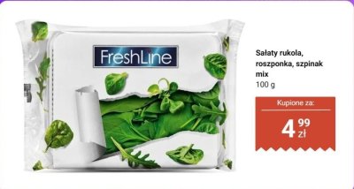 Sałaty rukola, roszponka, szpinak mix FreshLine 100 g promocja w Dino