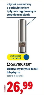 Elektryczny młynek do soli lub pieprzu SilverCrest promocja w Lidl