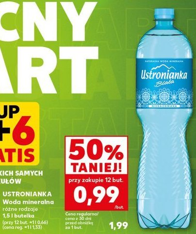 Woda niegazowana Ustronianka biała promocja
