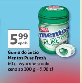 Guma do żucia spearmint Mentos pure fresh promocja