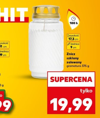 Znicz szklany zalewany 100 h promocja w Kaufland