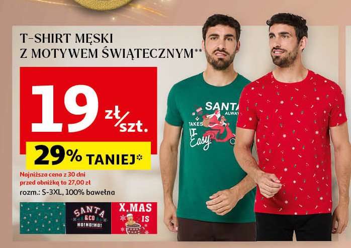 T-shirt męski świąteczny s-3xl Auchan inextenso promocja