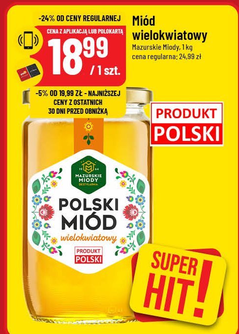 Polski miód wielokwiatowy Mazurskie miody promocja w POLOmarket