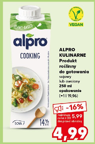 Napój sojowy do gotowania Alpro cooking promocja w Kaufland