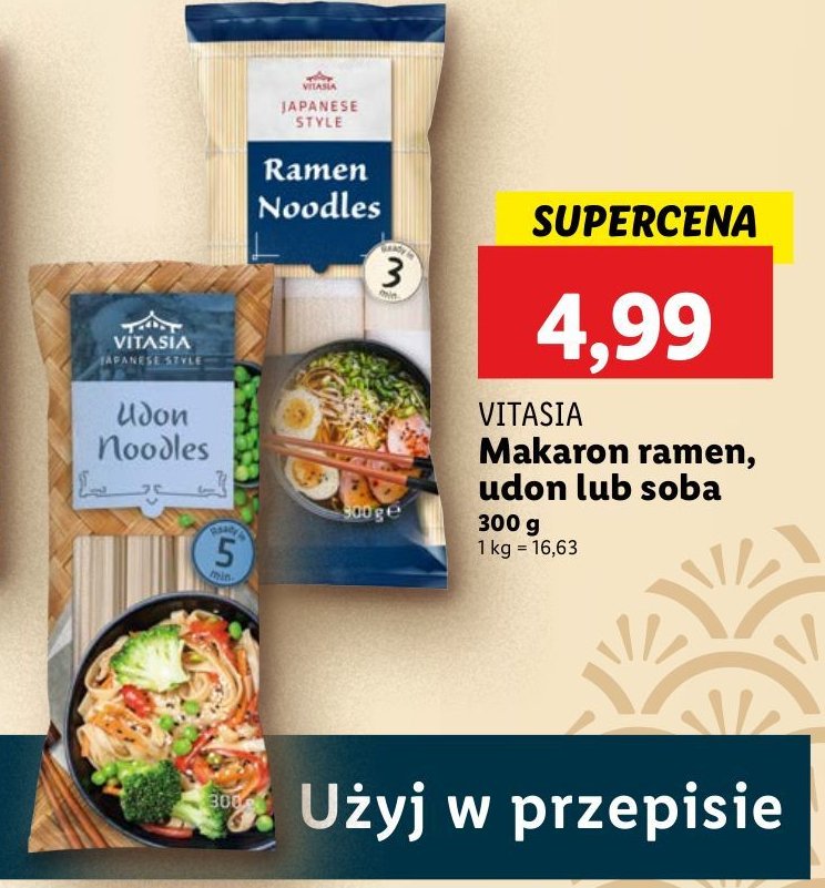 Makaron udon noodles Vitasia promocja w Lidl