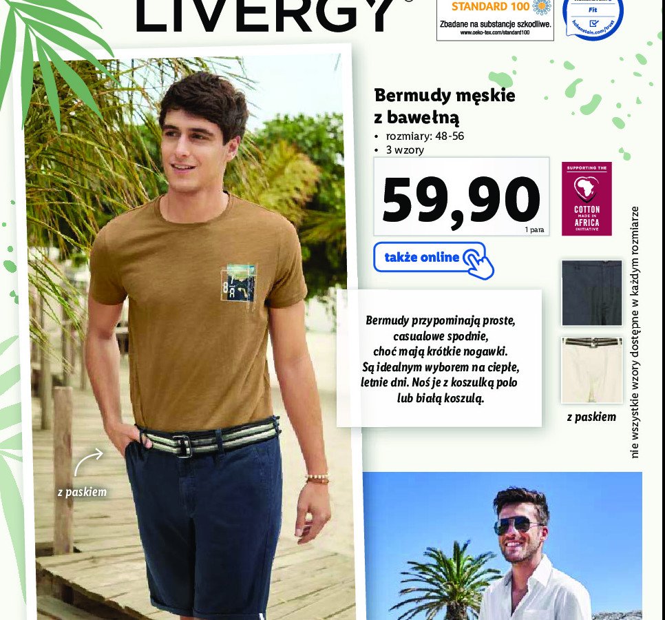 Bermudy m臋skie z biobawe艂n膮 rozm. 48-56 Livergy promocja