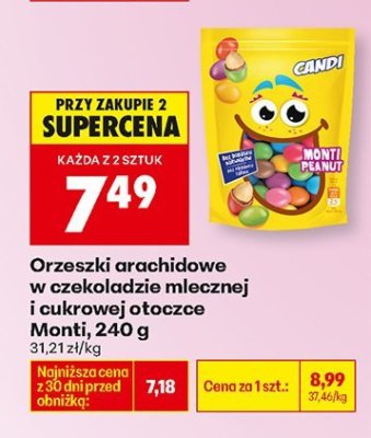 Orzeszki arachidowe w czekoladzie mlecznej i cukrowej otoczce 240g promocja w Biedronka