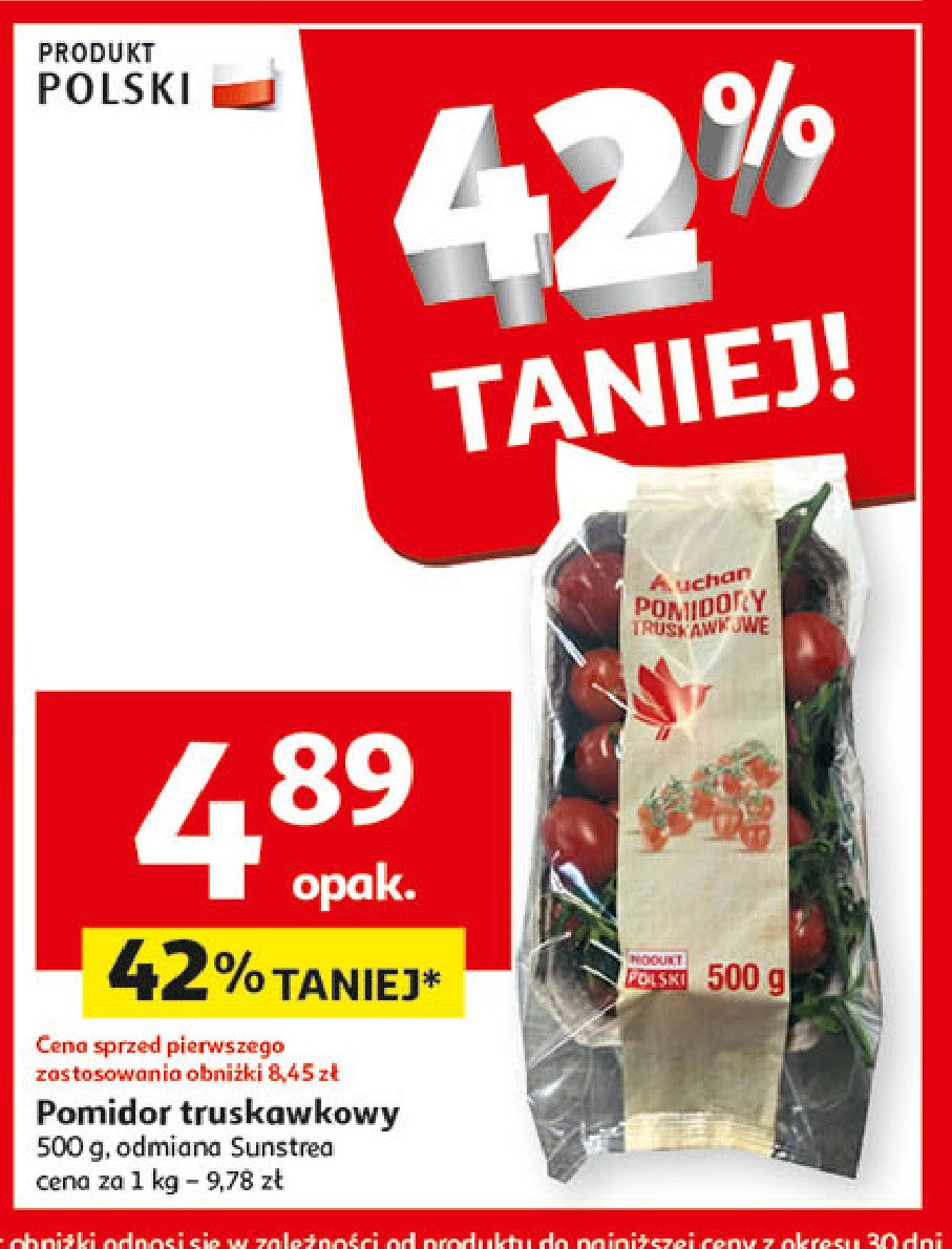 Pomidory truskawkowe Auchan różnorodne (logo czerwone) promocja