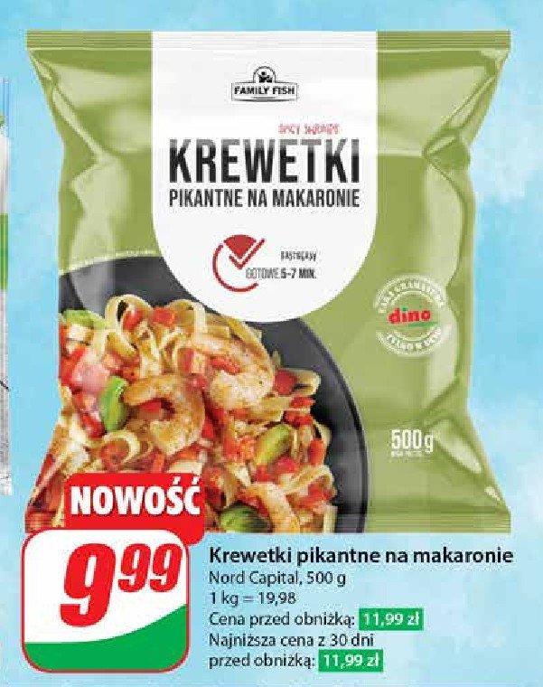 Krewetki pikatne na makaronie Family fish promocja w Dino