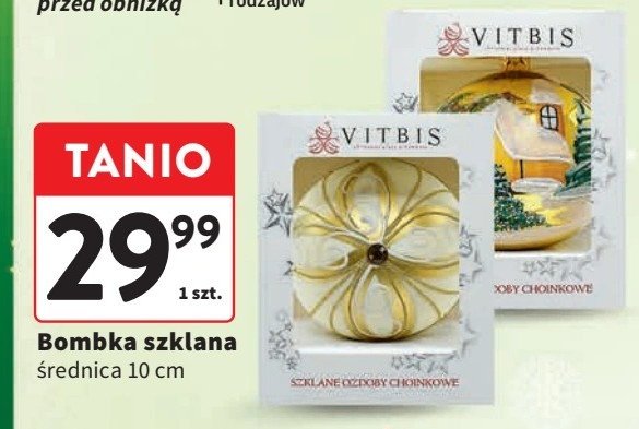 Bombka dekorowana 10 cm Vitbis promocja w Intermarche