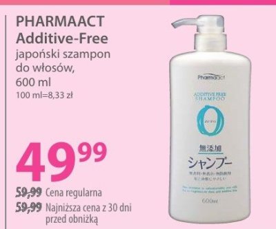 Szampon PHARMAACT Additive-Free japoński do włosów promocja w Hebe