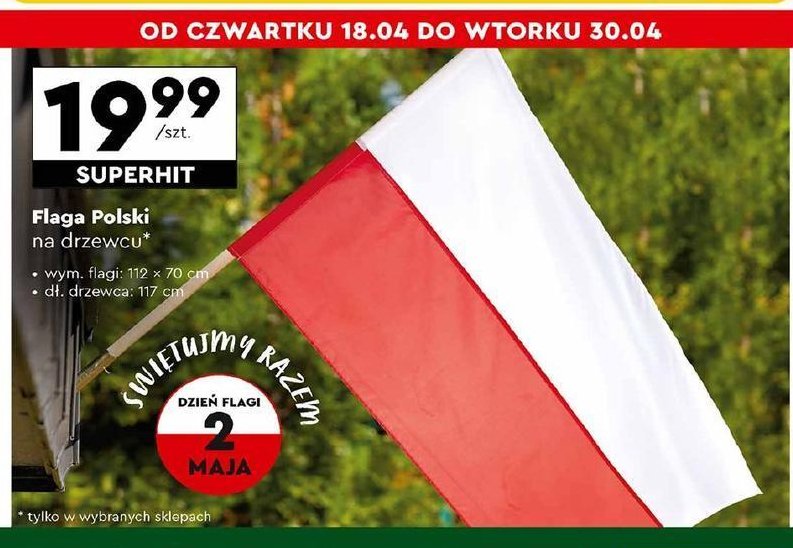 Flaga polski 112 x 70 cm promocja w Biedronka