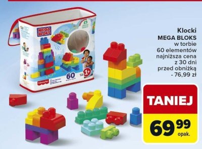 Klocki MEGA BLOKS w torbie 60 elementów promocja w Carrefour