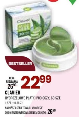 Płatki hydrożelowe Clavier do oczu, 60 szt. promocja w Drogerie Natura