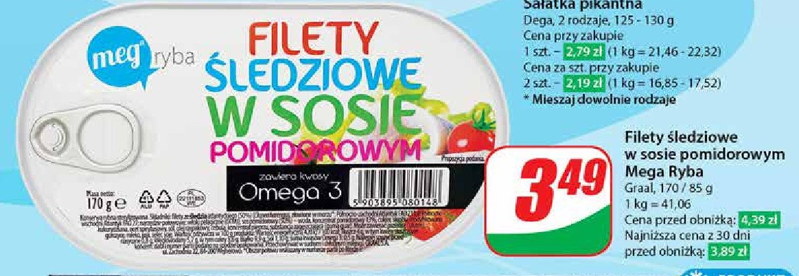 Filet śledziowy w sosie pomidorowym Meg promocja w Dino