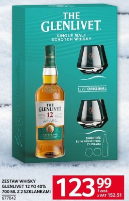 Zestaw whisky Glenlivet 12 YO 40% 700 ml z 2 szklankami promocja w Selgros