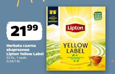 Herbata czarna ekspresowa Yellow Label Lipton promocja w Netto