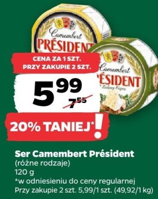 Ser Camembert różne rodzaje promocja w Netto